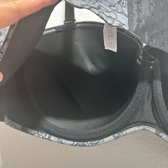 NWT Cacique Women's Bra 46C Gray Floral Lace Multi-Way Strapless Back Closure - Picture 6 of 8